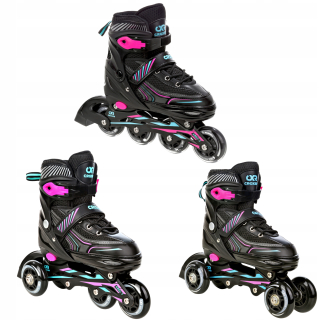 Nastaviteľné kolieskové korčule 3v1 Croxer Optima Mint/Pink 31-34 Abec7 Guma